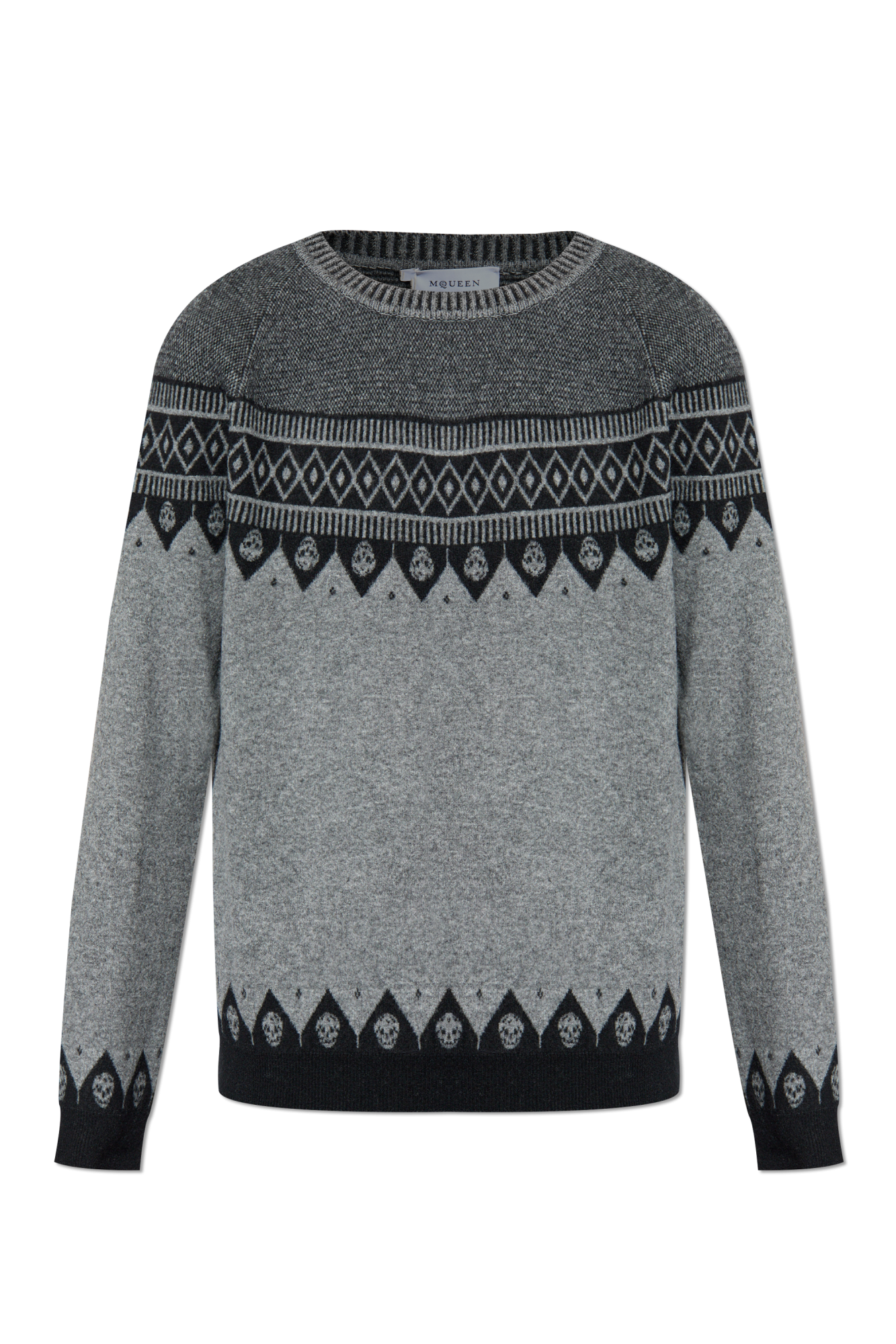 【送料&関税込】Alexander McQueen Melange Wool Blend Sweater Alexander Mcqueen Logo sweater - Black - Men | 729259Q1RTH1064